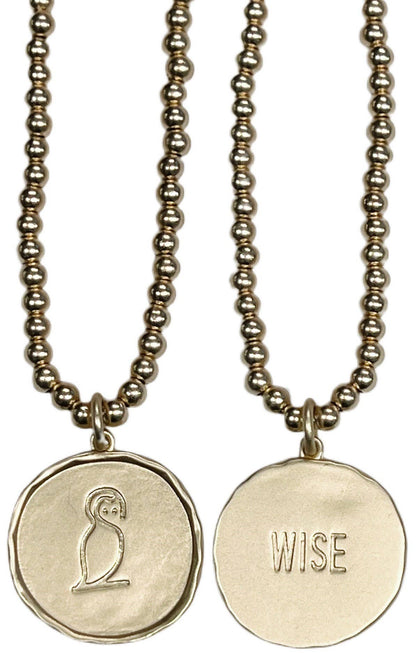 La Déesse Collection Minerva “WISE” Brass Reversible Necklace