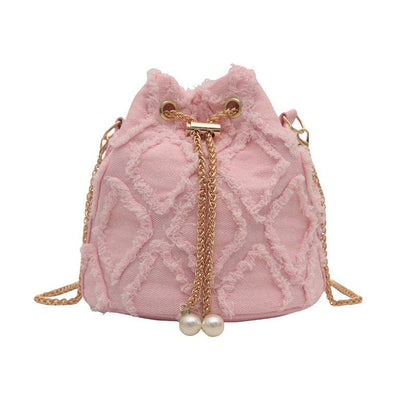 Denim Chain Strap Bucket Bag: Montana Boho Western Spirit Fashion