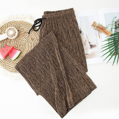 Wide Leg Stretchy Rhinestones Pant, High Waist, Loose Fit