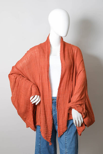 Crinkled Kimono Wrap - Fall Transition Essential (Teal)