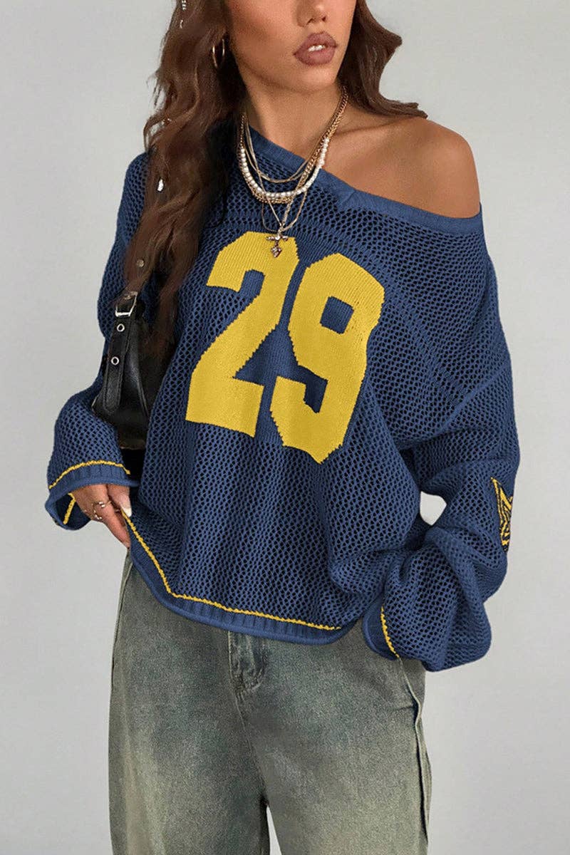 Cropped Number Knit Sweater: FREE SPIRIT DREAMER Series: Boho &amp; Free-People loving styles.