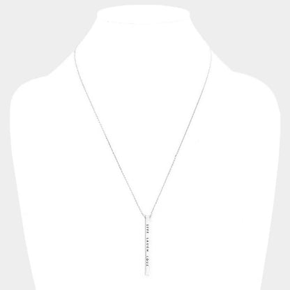 Live, Laugh,& Love—Brass Metal Bar Pendant Necklace: Montana Boho Western Spirit Jewelry: