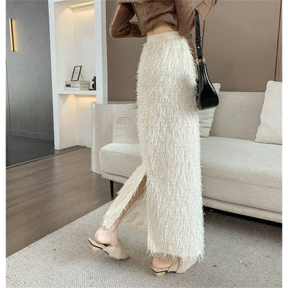 Montana BoHO Bibe: Fringe Slit Slimming Skirt