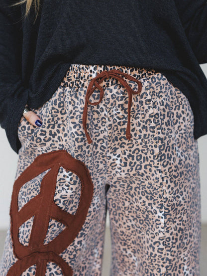 FREE SPIRIT DREAMER Series:Laurel Lee Patchwork Pants - Taupe Leopard
