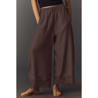 Flowy & Comfee: Lace Patchwork Wide-Leg Pants