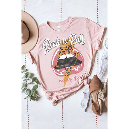 FREE SPIRIT DREAMER Series: ROCK AND ROLL NEVER DIES WASHED GRAPHIC TEE