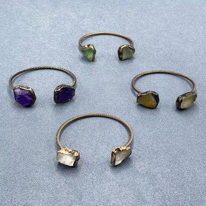 Rocky Mountain Spirit Jewelry: Vintage Natural Stone Retro Adjustable Cuff Bangle - CS