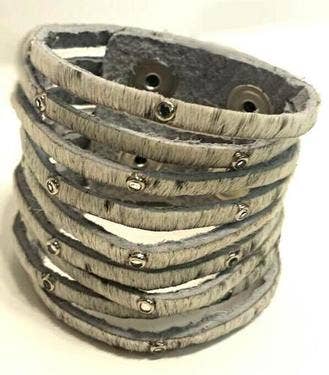 Montana Boho Western Spirit Jewelry:  Rhinestoned Fringed Cuff