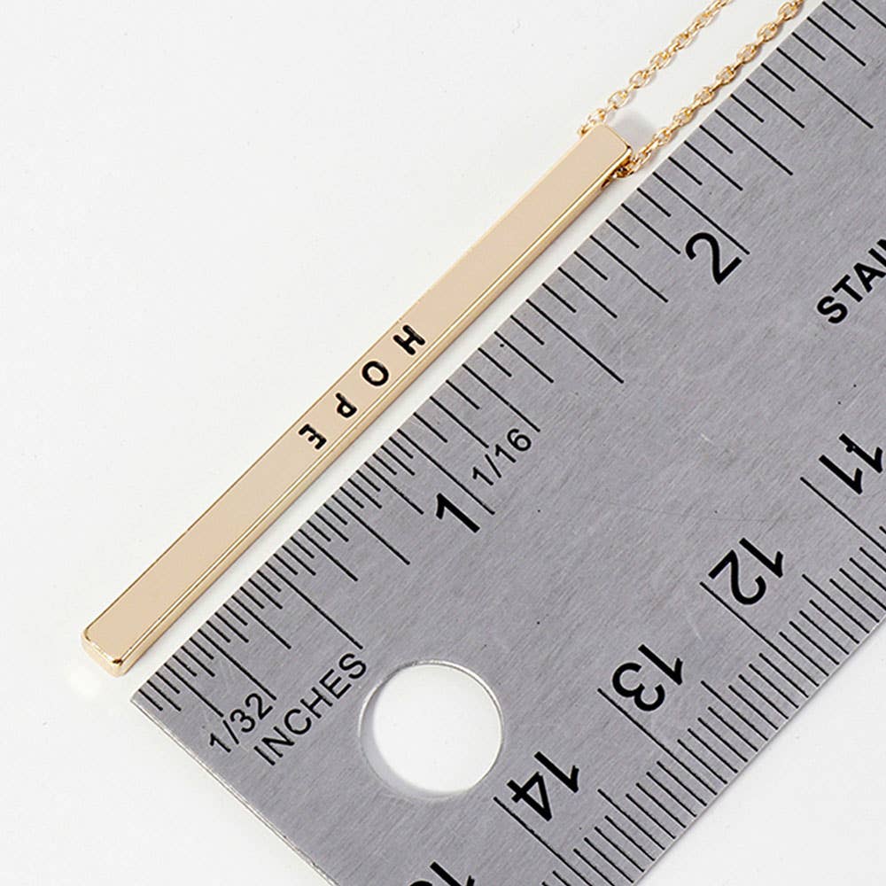 HOPE Brass Metal Bar Pendant Necklace: Montana Boho Western Spirit Jewelry