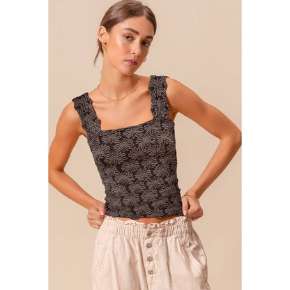 FLORAL JACQUARD SEAMLESS TANK TOP