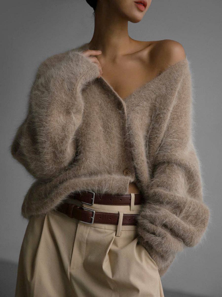 FREE SPIRIT DREAMER Series: Faux Mink Knit Oversized Cardigan Soft Cozy Sweater