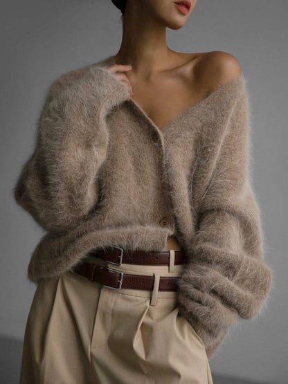 FREE SPIRIT DREAMER Series: Faux Mink Knit Oversized Cardigan Soft Cozy Sweater