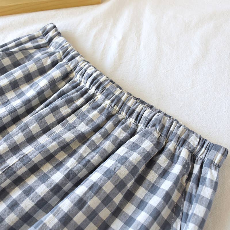 Soft cozy easy Gingham short cotton daily lounge short