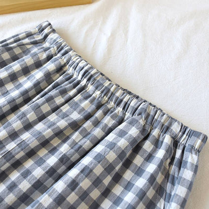 Soft cozy easy Gingham short cotton daily lounge short