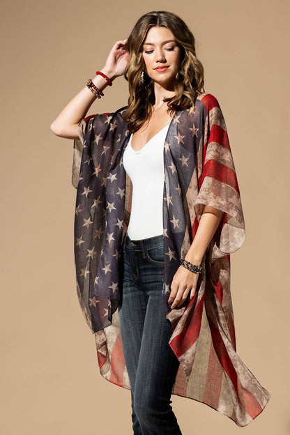 Vintage Stars & Stripes Kimono: Montana Boho Western Spirit Fashion:&nbsp;