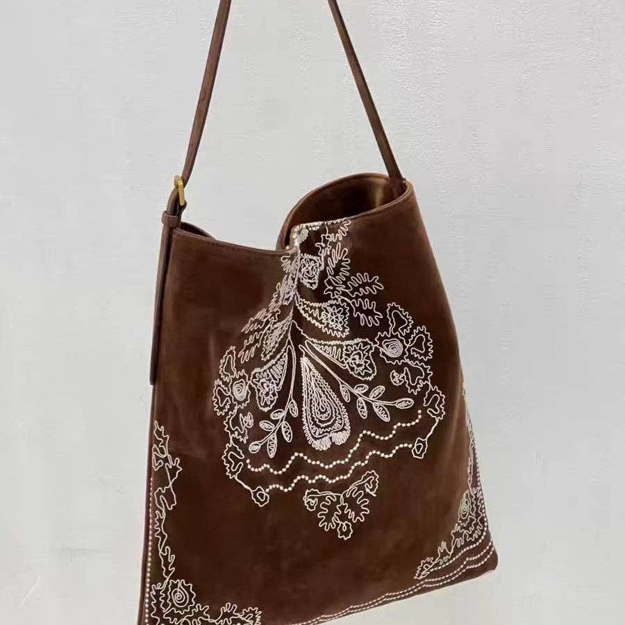 Montana Boho Western Spirit Accessories: Boho Embroidered Large Capacity Shoulder Bag