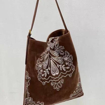 Montana Boho Western Spirit Accessories: Boho Embroidered Large Capacity Shoulder Bag