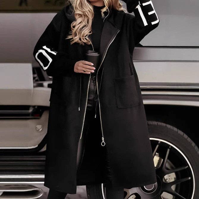 Women Long Hooded with Knit Sweater Inserts—Coat/Duster/Cardigan