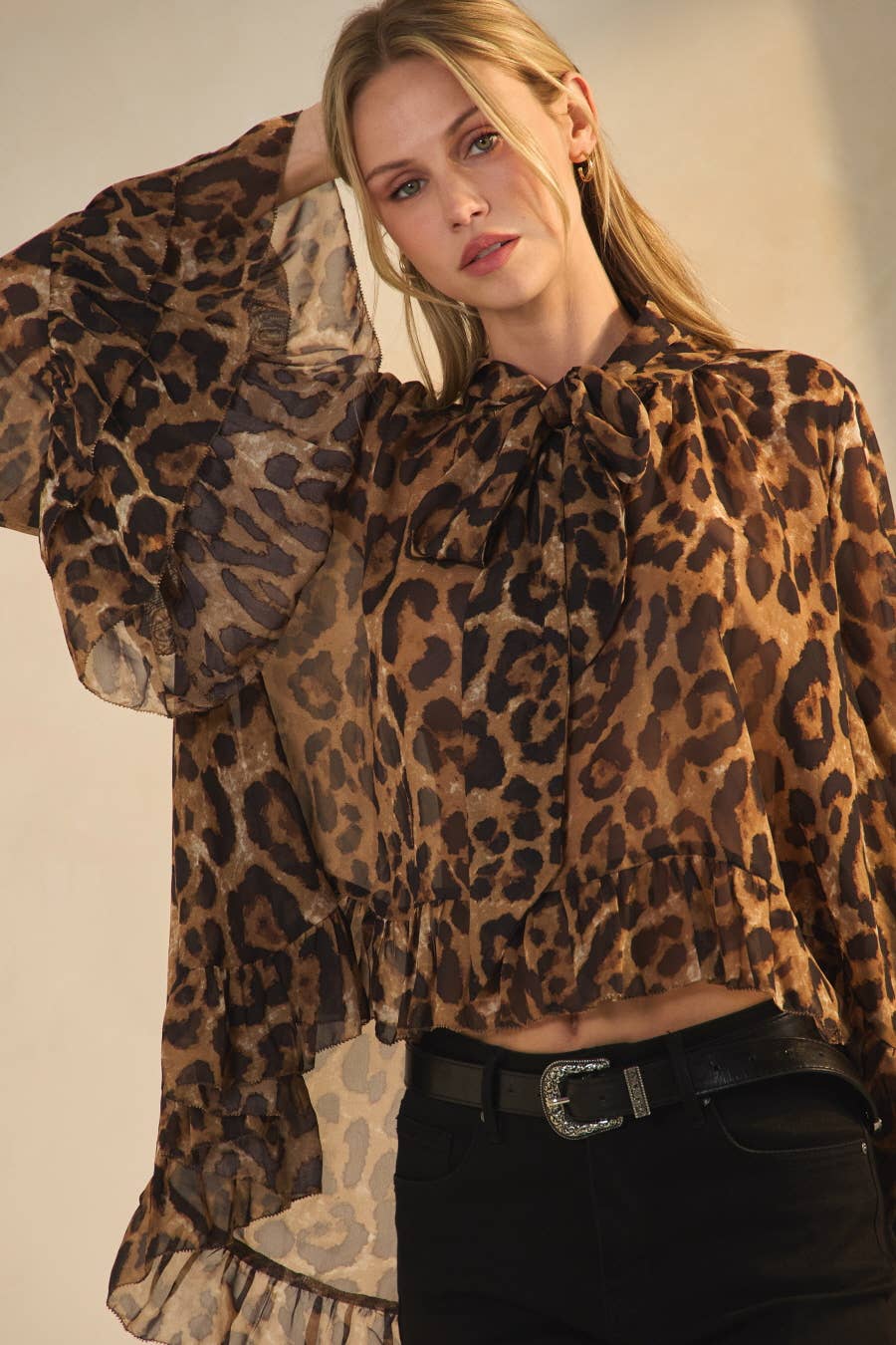 FREE SPIRIT DREAMER Series: Leopard Printed Chiffon Blouse