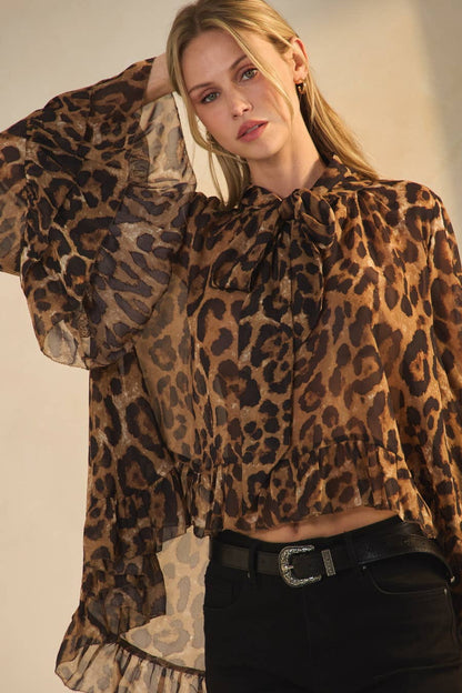 FREE SPIRIT DREAMER Series: Leopard Printed Chiffon Blouse