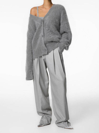 Be A Show Stopper: Cozy Faux Mink Knit Cardigan Loose Fit Soft Sweater