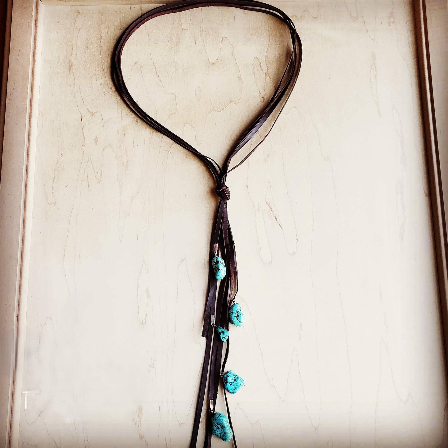 Leather Lasso Necklace with Turquoise Accents --Montana Boho Western Spirit Jewelry