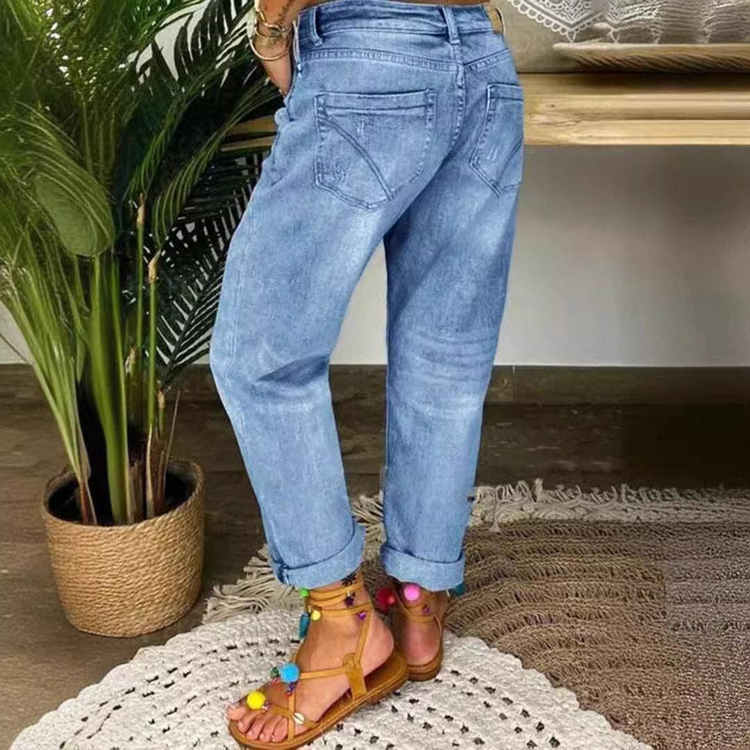 Loose Distressed traight Leg Pants: Montana Boho Western Spirit Fashion: