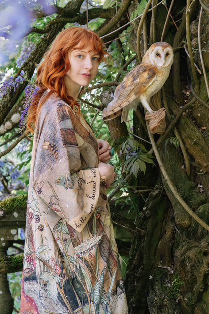 Duster: Lovelight Opera Duster Kimono Robe w/woodland deer & swallow