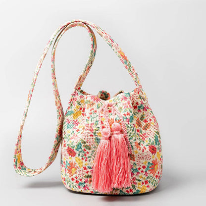 Vintage Print Bucket Shoulder Bag: FREE SPIRIT DREAMER Series: Boho & Free-People loving styles.