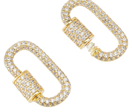 Rhinestone Carabiner Gold Necklace