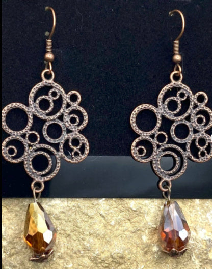 "Ripples of YELLOWSTONE" Jewelry: Copper Crystal Earring Charm Drop
