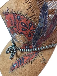 The 406 Mad Hattie: Trucker Hat: "Fox Whisperer" MT 2 Feathers Series