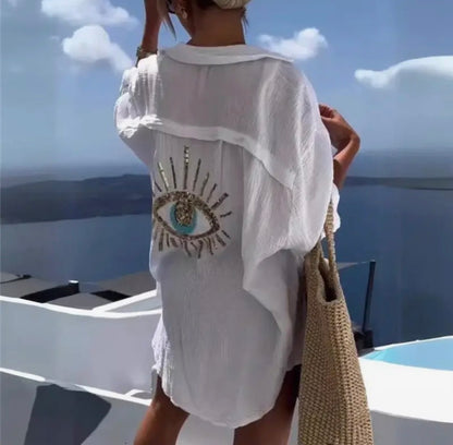 FREE SPIRIT DREAMER Series: Long Sleeve Shirt Embroidered Sequin Eye