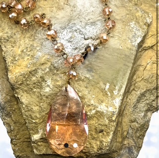 "Ripples of YELLOWSTONE" Jewelry: Crystal Beaded Teardrop Statement Necklace