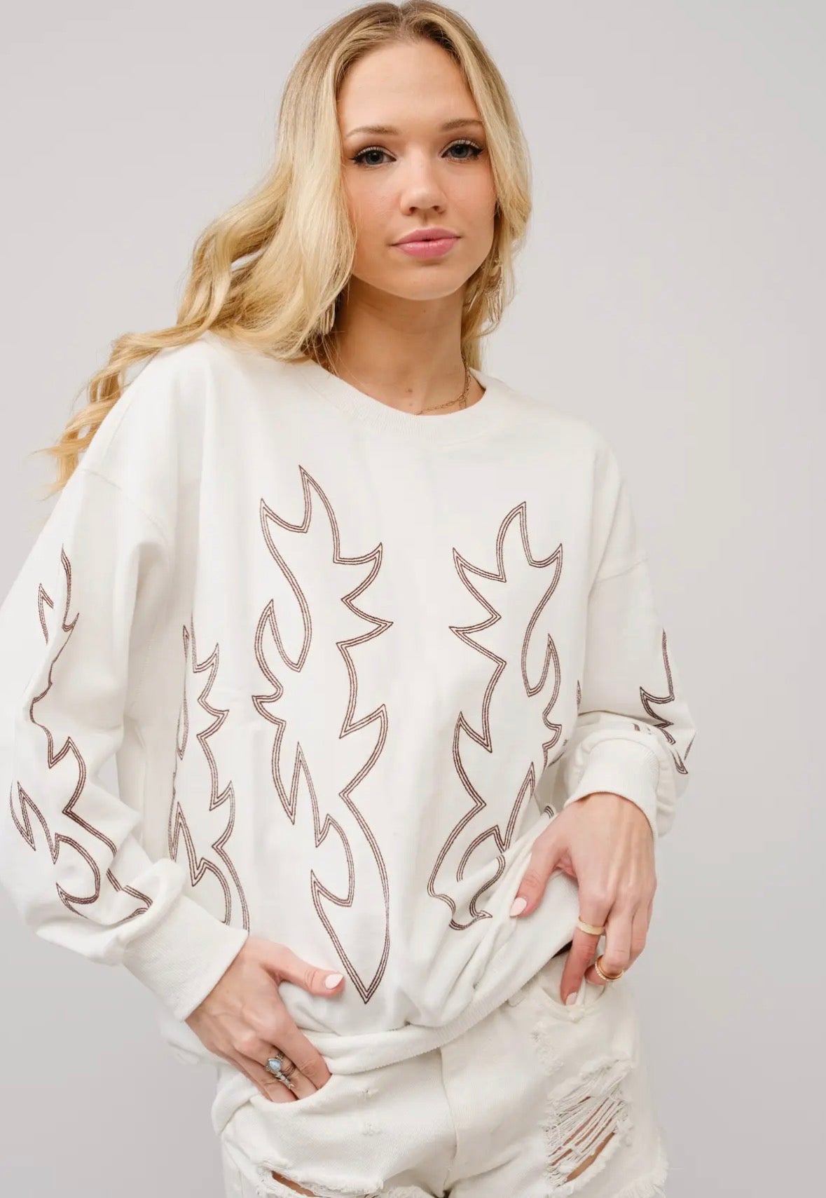 Sweatshirt Boot Stitch Ivory