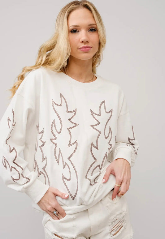 Sweatshirt Boot Stitch Ivory