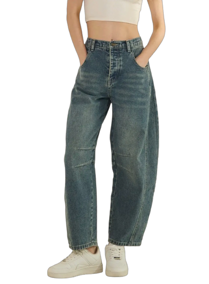 Relaxed Fit Barrel Jeans: Montana Boho Western Spirit Fashion: