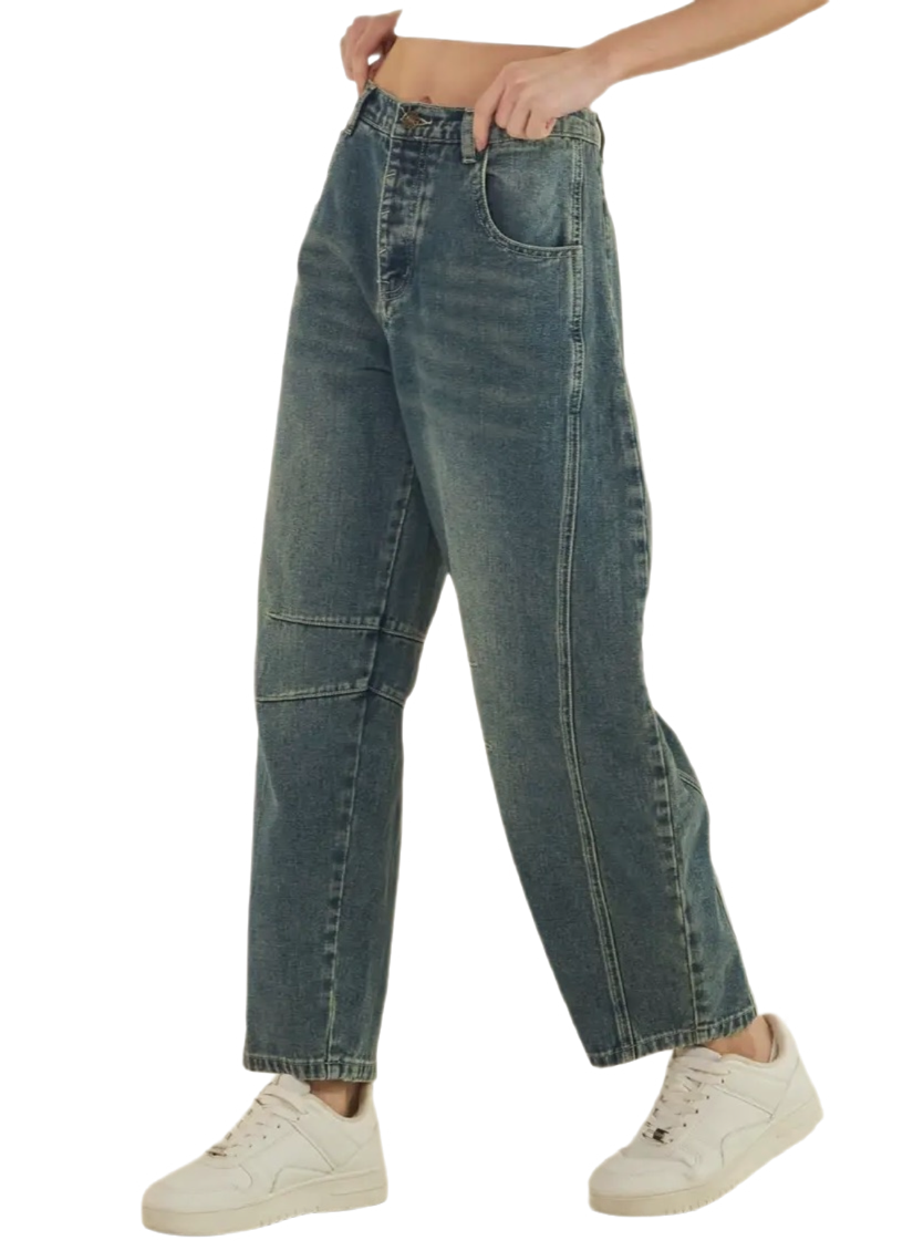 Relaxed Fit Barrel Jeans: Montana Boho Western Spirit Fashion: