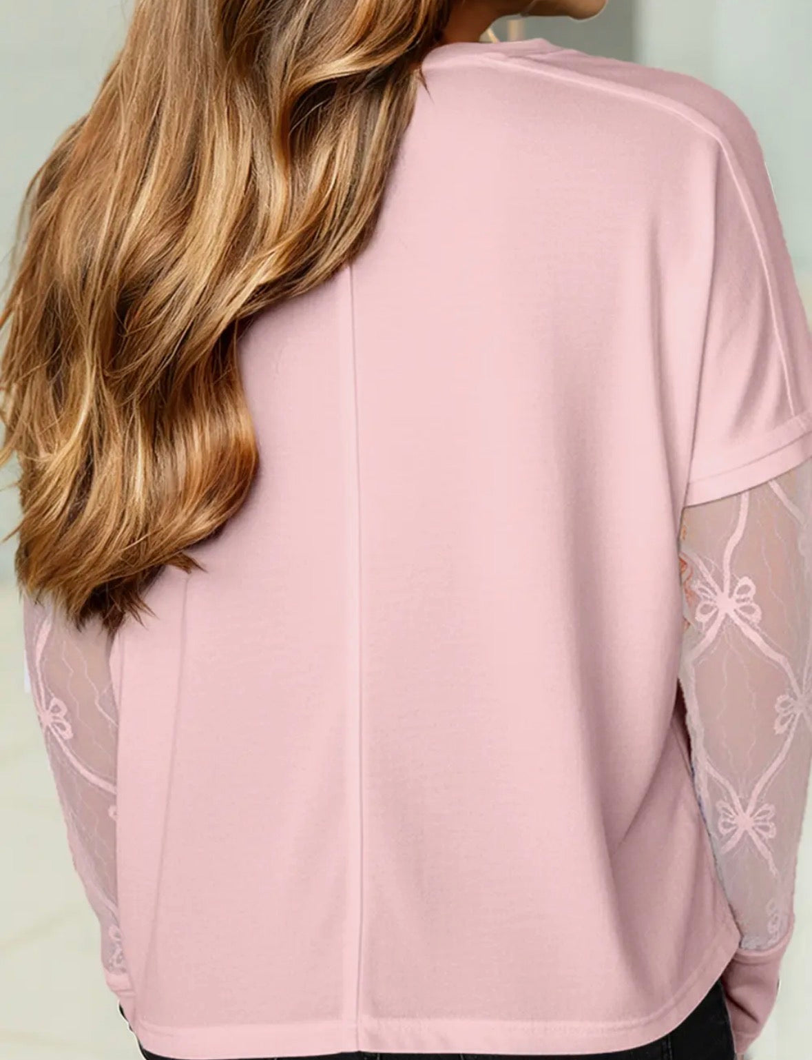 FREE SPIRIT DREAMER Series: Lace Sleeves/Textured Patchwork Long Sleeve Tee