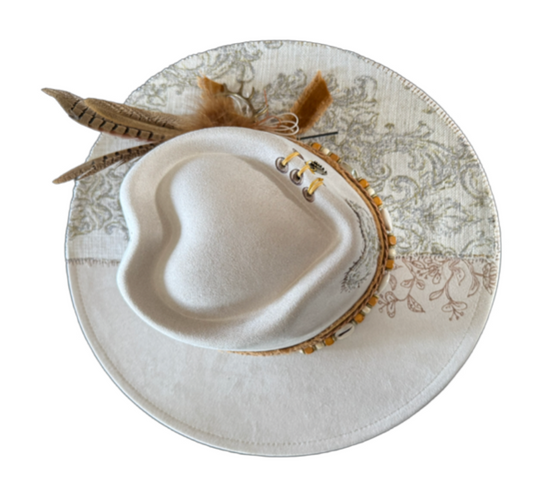 The 406 Mad Hattie—Meet "Annabelle".  Creme, Heart Done. Suede, Tapestry