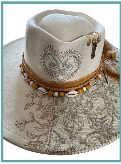 The 406 Mad Hattie—Meet "Annabelle".  Creme, Heart Done. Suede, Tapestry