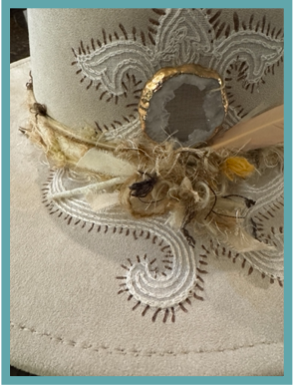 The 406 Mad Hattie—Meet ""Annabelle Grace".  Creme, Suede, Wide-Brim Fedora