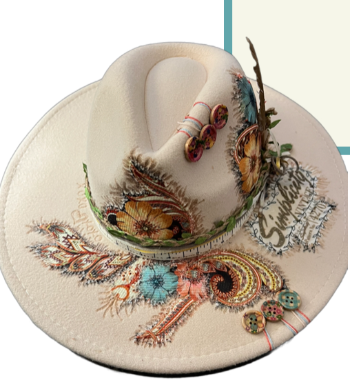 The 406 Mad Hattie. Meet " The Couturière" (Creme, Fedora, Seamstress Theme)