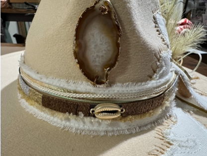 The 406 Mad Hattie. Meet "Ellie Mae".  (Creme, Sliced Aggate, Soft Touches, Fedora)