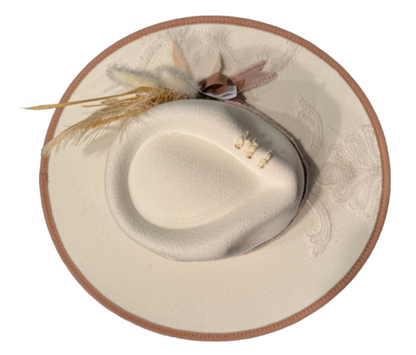 The 406 Mad Hattie.  Meet "Grace Kelly" (Creme, Suede, Embroidery, Soft-Tones, Fedora)