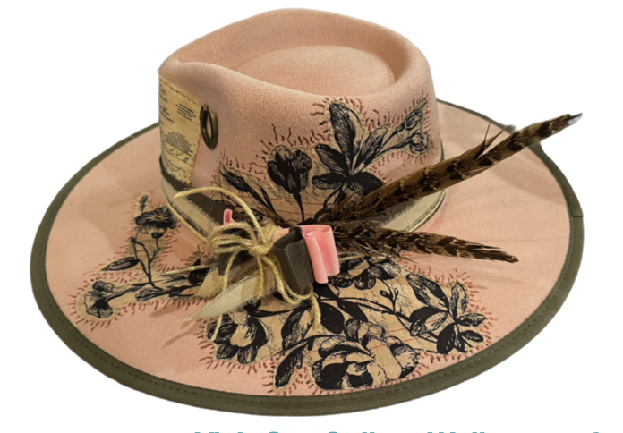 The 406 Mad Hattie.  Meet "Hazel Rose". (Pink. Tapestry, Tiffani, Leathers, Fedora)