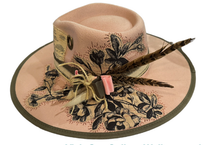 The 406 Mad Hattie.  Meet "Hazel Rose". (Pink. Tapestry, Tiffani, Leathers, Fedora)