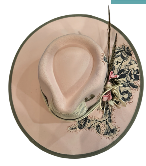 The 406 Mad Hattie.  Meet "Hazel Rose". (Pink. Tapestry, Tiffani, Leathers, Fedora)