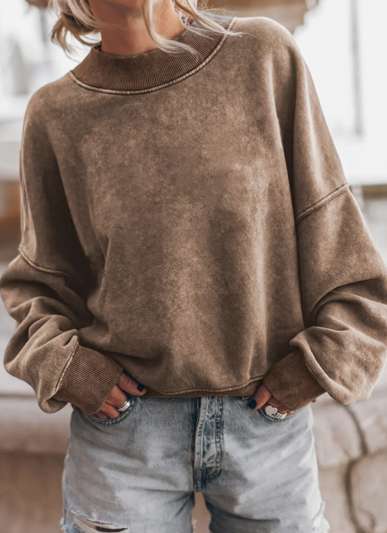 Casual Wanderer COMFY Series: Washed Drop Shoulder Sweatshirt