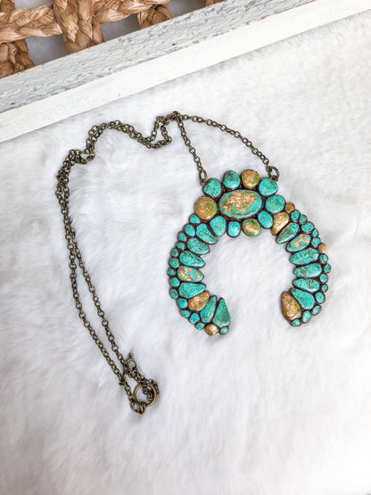 Aspen Necklace Western Handmade Turquoise (Squash Blossom)